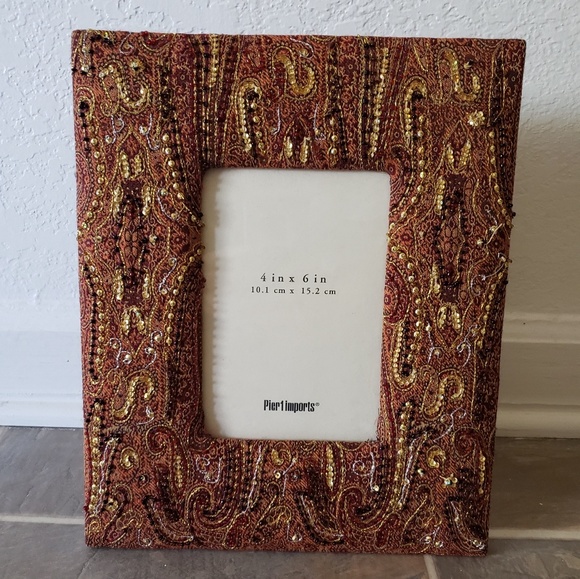 Pier 1 Other - Beaded fabric picture frame